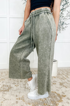 Zenana In or Out Wide Leg Cropped Pants Lt Olive