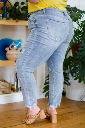 Judy Blue High Waist Party Paint Splatter Boyfriend Jeans