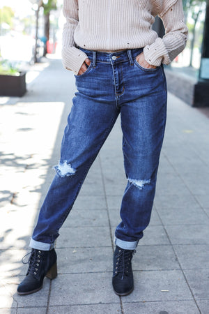 Judy Blue Mid Rise Distressed Slim Fit Jeans