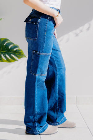 Judy Blue High Waist Cargo Straight Leg Jeans