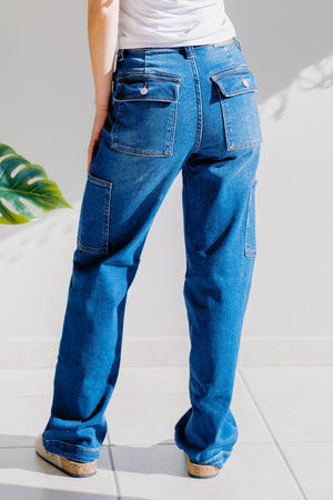 Judy Blue High Waist Cargo Straight Leg Jeans