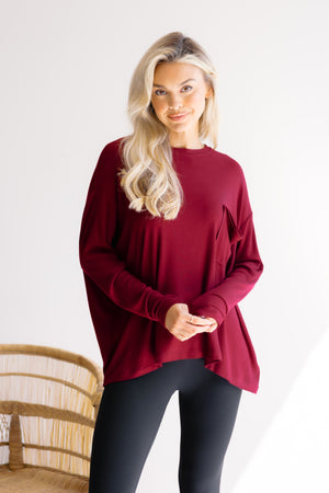 Victory Vibe Tunic Top in Cabernet by Zenana