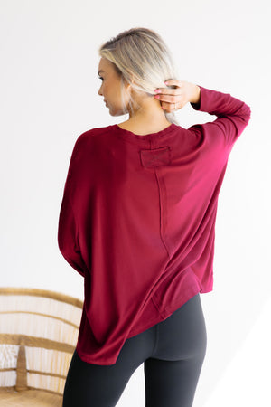 Victory Vibe Tunic Top in Cabernet by Zenana