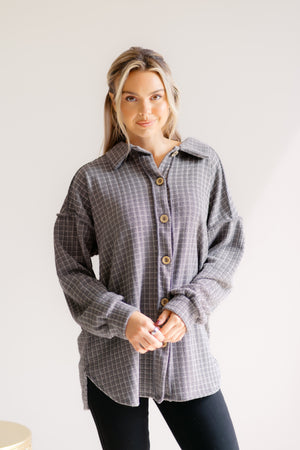 Wandering Whim Button Up Waffle Knit Top