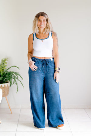 Judy Blue High Waist Featherweight Palazzo Wide Leg Jeans