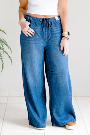 Judy Blue High Waist Featherweight Palazzo Wide Leg Jeans