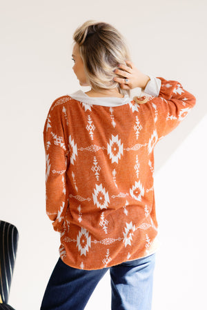 Harvest Chic Geometric Orange Sweater