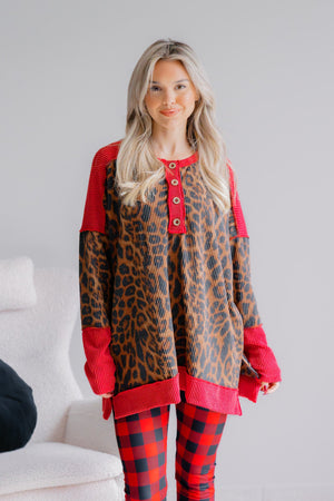 Wild Sleigh Ribbed Knit Top