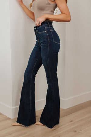 Judy Blue High Rise Raw Hem Flare Jean