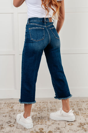 Judy Blue High Waist Button Fly Wide Leg Crop Jeans