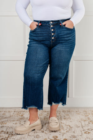 Judy Blue High Waist Button Fly Wide Leg Crop Jeans