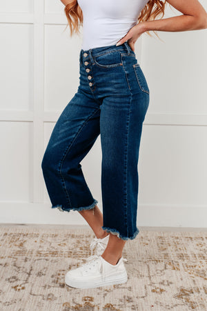 Judy Blue High Waist Button Fly Wide Leg Crop Jeans