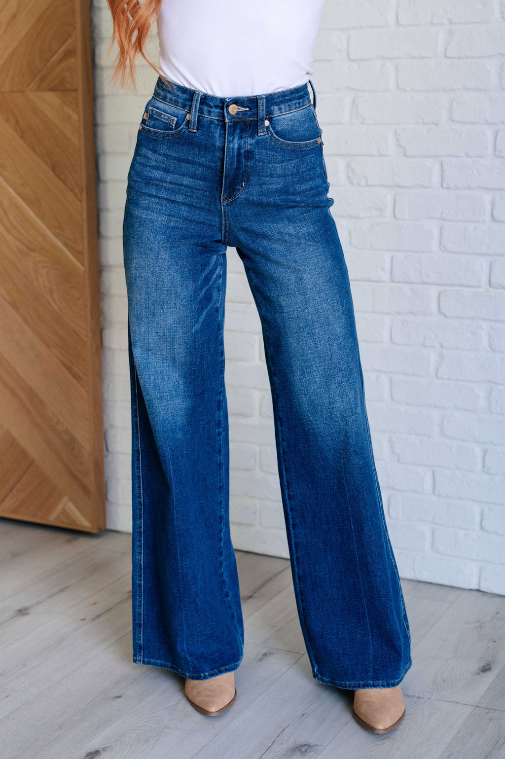 Judy Blue High Rise Control Top Retro Wide Leg Jeans