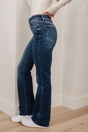 Judy Blue Mid Rise Raw Hem Bootcut Jeans