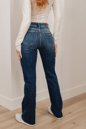 Judy Blue Mid Rise Raw Hem Bootcut Jeans