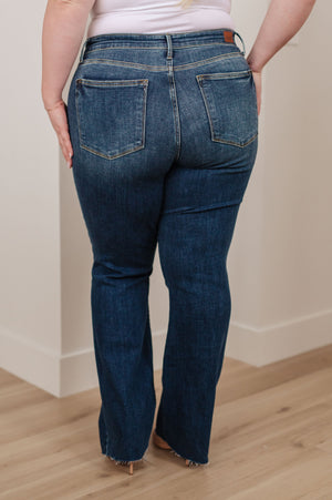 Judy Blue Mid Rise Raw Hem Bootcut Jeans