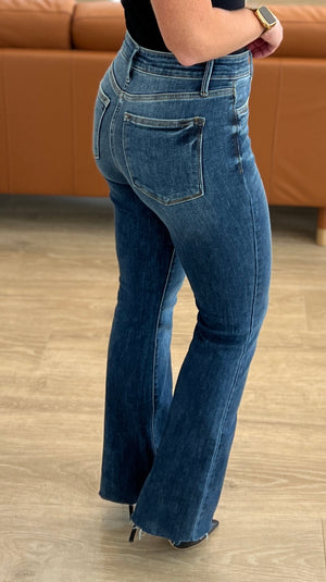 Judy Blue Mid Rise Raw Hem Bootcut Jeans