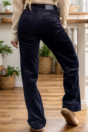 Judy Blue High Waist Corduroy Wide Leg Black Trouser