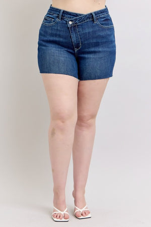 Judy Blue High Waist Criss-Cross Waistband Denim Shorts