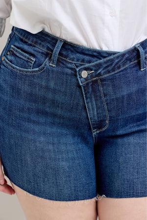 Judy Blue High Waist Criss-Cross Waistband Denim Shorts