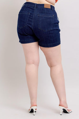Judy Blue High Waist Dark Wash Denim Trouser Shorts