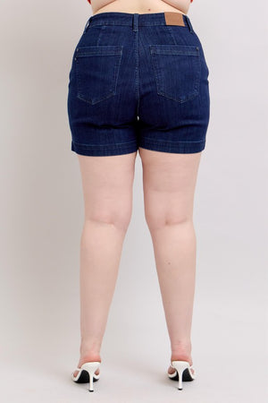 Judy Blue High Waist Dark Wash Denim Trouser Shorts