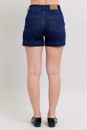 Judy Blue High Waist Dark Wash Denim Trouser Shorts