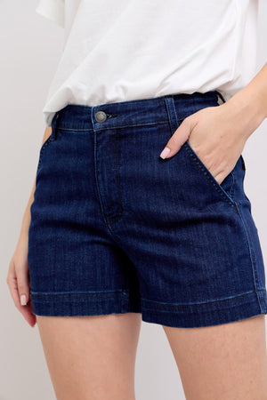 Judy Blue High Waist Dark Wash Denim Trouser Shorts