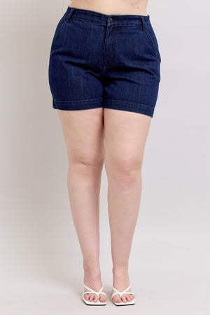 Judy Blue High Waist Dark Wash Denim Trouser Shorts