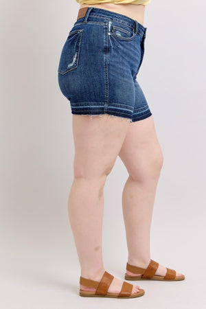 Judy Blue High Waist Tummy Control Destroy Release Hem Denim Shorts