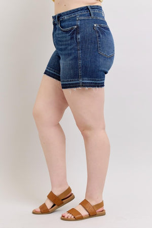 Judy Blue High Waist Tummy Control Destroy Release Hem Denim Shorts