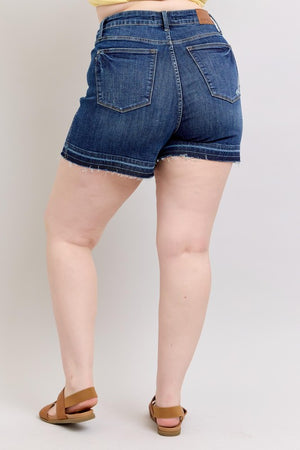 Judy Blue High Waist Tummy Control Destroy Release Hem Denim Shorts