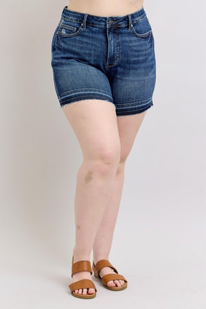 Judy Blue High Waist Tummy Control Destroy Release Hem Denim Shorts