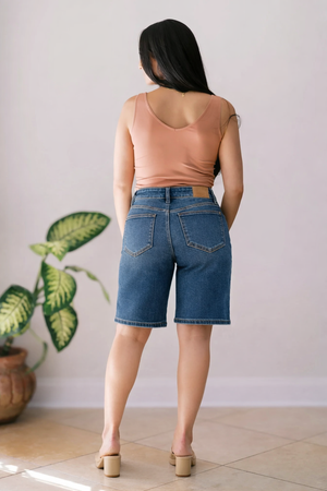 Judy Blue High Waist Relaxed Bermuda Jean Shorts
