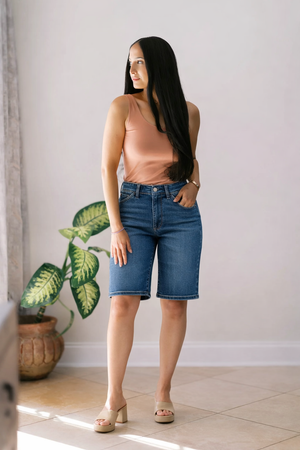 Judy Blue High Waist Relaxed Bermuda Jean Shorts