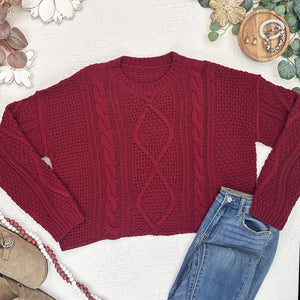 PREBOOK Cable Knit Sweater - Cranberry