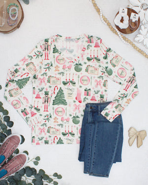 PREBOOK Larissa Long Sleeve - Pink Pine Noel