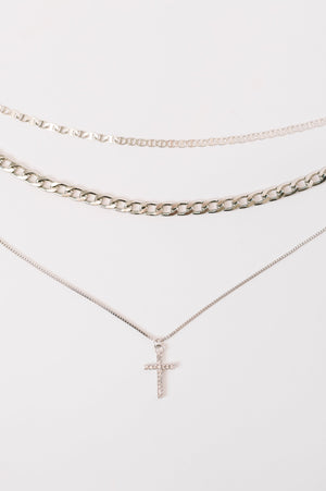 Layered Faith Necklace in Silver