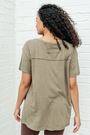 Let Me Live Relaxed Tee in Army by Rae Mode