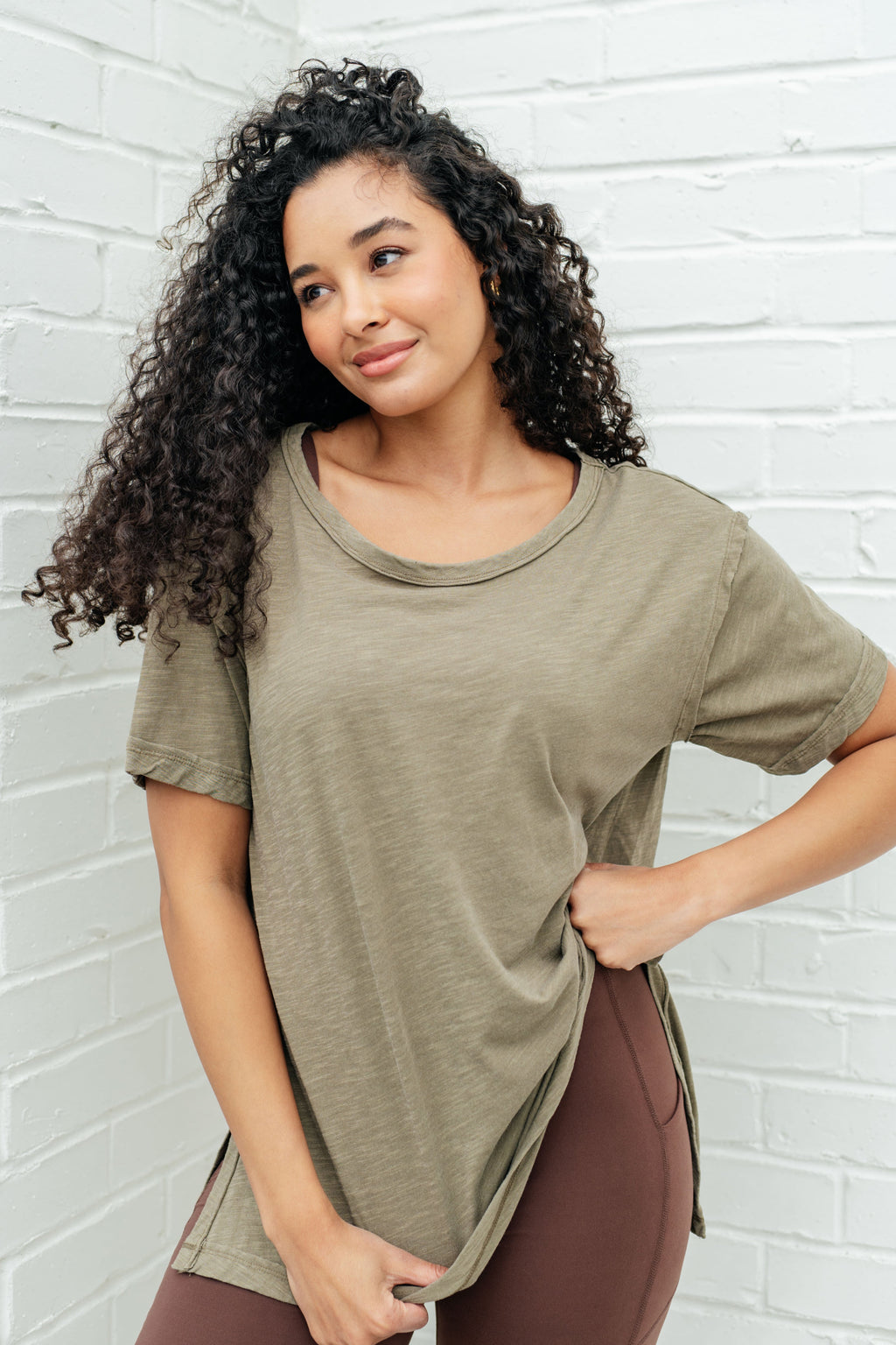 Let Me Live Relaxed Tee in Army by Rae Mode