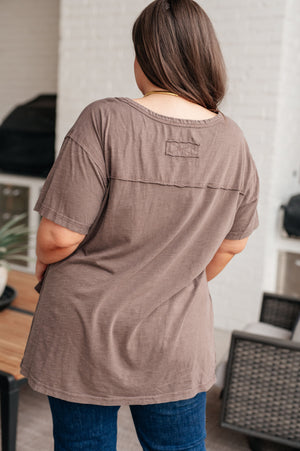 Let Me Live Relaxed Tee in Brown by Rae Mode