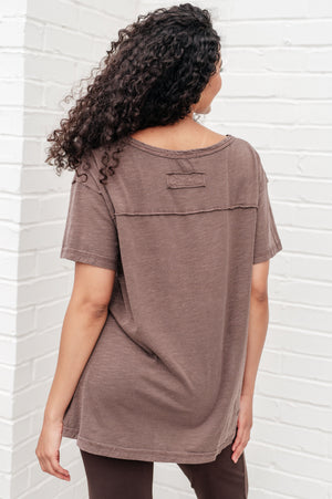 Let Me Live Relaxed Tee in Brown by Rae Mode