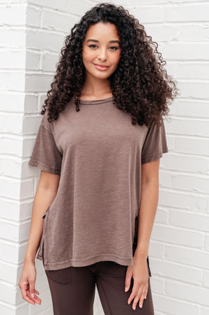 Let Me Live Relaxed Tee in Brown by Rae Mode