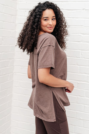 Let Me Live Relaxed Tee in Brown by Rae Mode