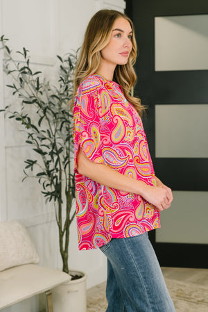 Lizzy Breeze Top in Hot Pink Paisley by Dear Scarlett