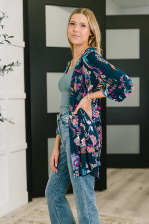 Lizzy Cardigan in Hunter Green Floral Paisley by Dear Scarlett