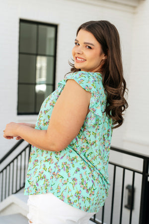 Lizzy Tank Top in Emerald and Aqua Multi Floral