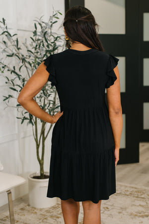 Lizzy Forever Flutter Sleeve Dress in Black by Dear Scarlett