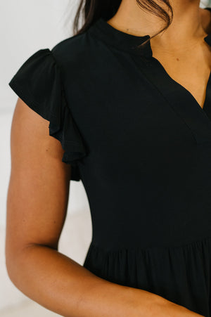 Lizzy Forever Flutter Sleeve Dress in Black by Dear Scarlett