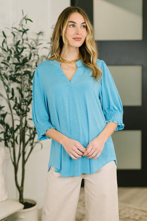 Lizzy Smock Top in Coastal Blue by Dear Scarlett